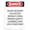 Signmission OSHA Sign, Injury Or Death Can Occur W/O, 5in X 3.5in Decal, 10PK, 3.5" W, 5" L, Portrait, PK10 OS-DS-D-35-V-2108-10PK - alternate 1